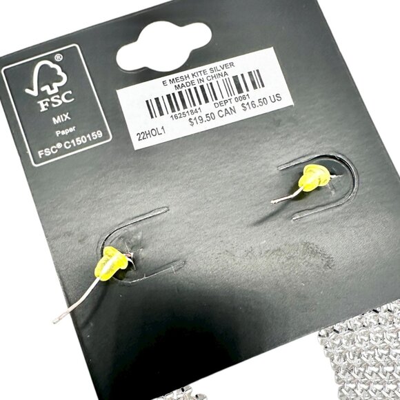 Torrid Silver Mesh Kite Earrings with Fishhook Backs Shimmer Lightweight NEW - Picture 4 of 6